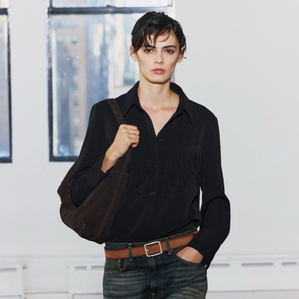 ZARA Black Collared Shirt - Picture 2 of 8
